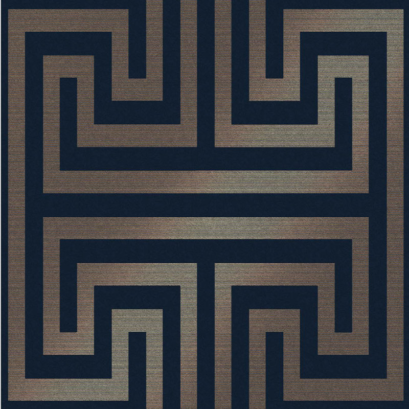 Geometric Metallic Wallpaper Double Roll, Navy Blue
