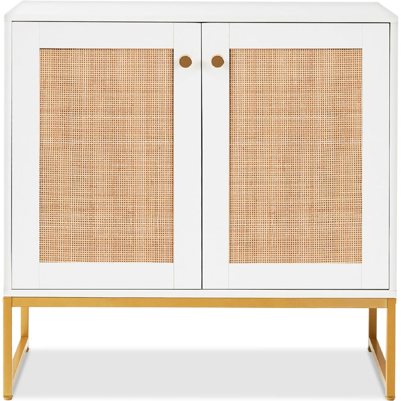 Britaney Accent Cabinet, White/Gold