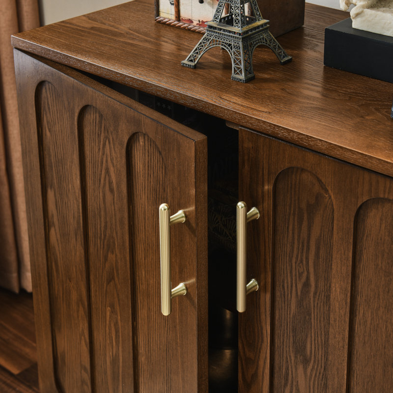 Mid Century Fluted Sideboard With Solid Wood Legs, Walnut