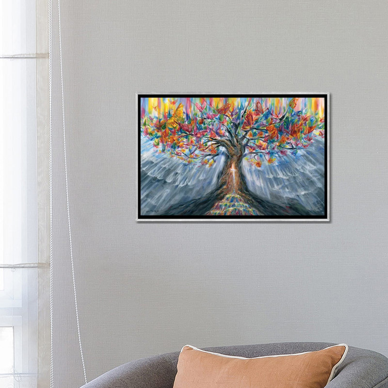Tree Of Life - Framed Wall Art Print, 18" H x 26" W, Framed Print without Mat, Silver