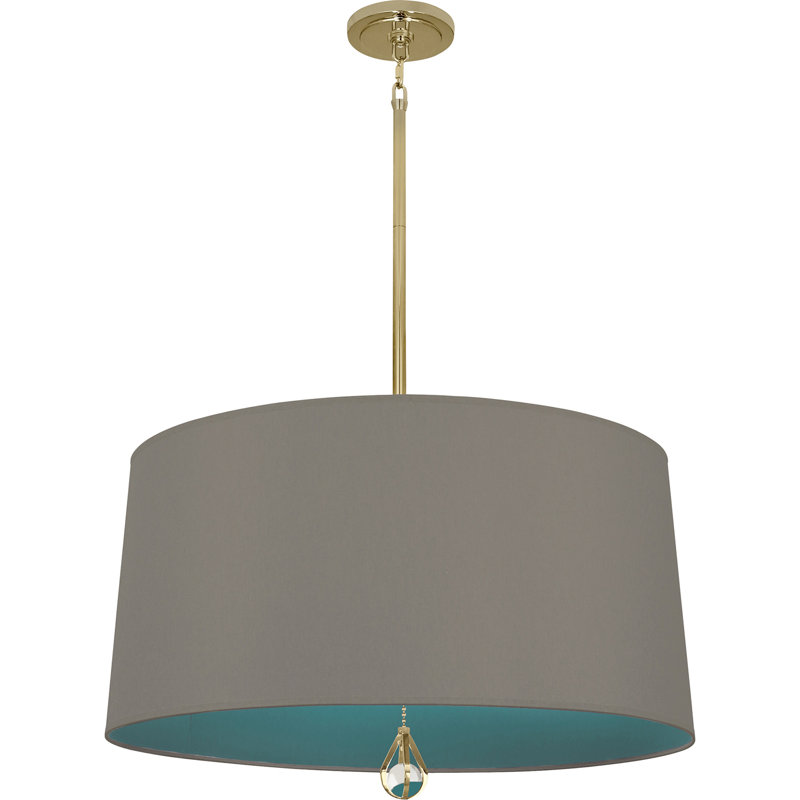 Custis 3 - Light Chandelier, Carter Gray/Mayo Teal Lining, Modern Brass
