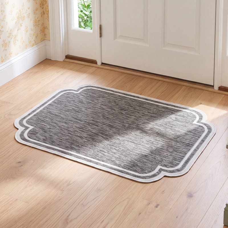 Skiles Machine Woven Rug, Rectangle 7'10" x 10', Gray/Cream