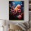 Reproduction d'art sur toile Coral Teal Octopus - animaux