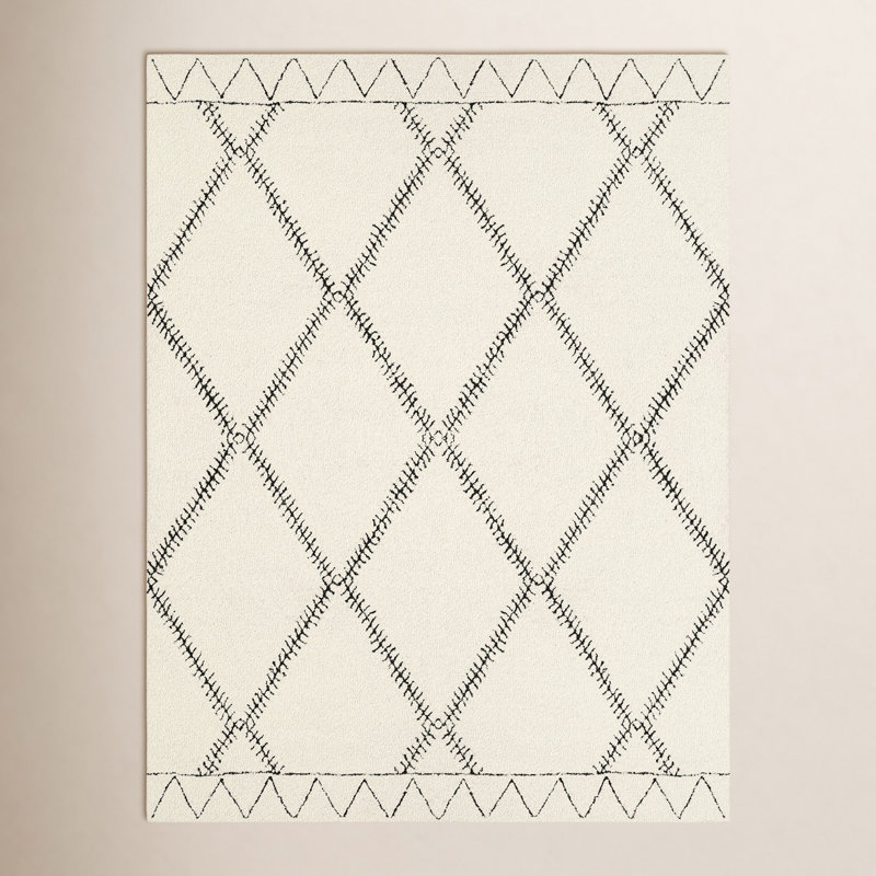 Wool Geometric Indoor Rug, Rectangle 9' x 12'