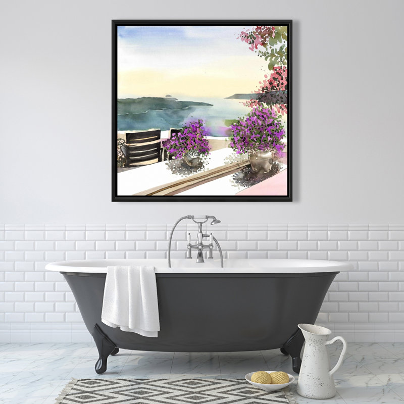 Mediterranean Sea View - Bedroom Botanical Framed Canvas Decor