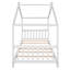 Lit plateforme simple avec tête de lit et pied de lit, conception de toit, blanc-1061000454