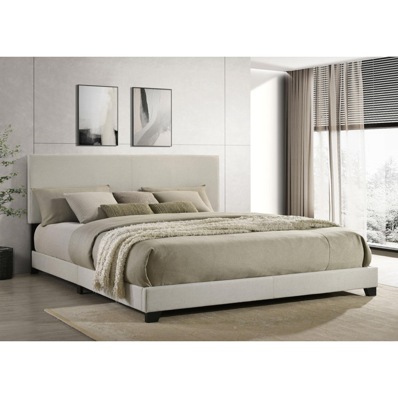 Fabric Upholstered Panel Bed, California King, Cream