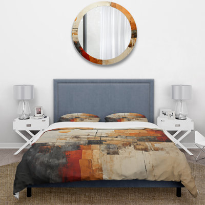 Ensemble de housse de couette orange et beige Native American Essence - microfibre de polyester