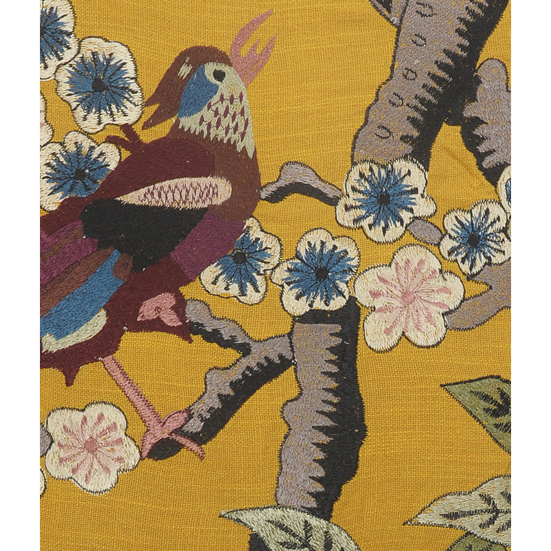 Hand-stitched Embroidered Cotton Paradise Accent Throw Pillow