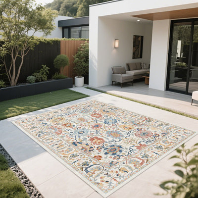 Vintage Patterned Area Rug with Non-Slip Rubber Backing, Innovative Textured Surface Decorative Carpet for Living Room, Bedroom, Dining Room - Durable Fade-Resistant Floor Mat