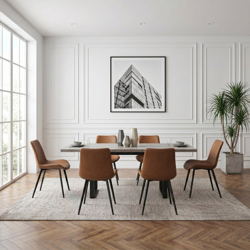 Ensemble de salle à manger Kloc Modern Kitchen, table de salle à manger extensible avec chaises rembourrées, Brun