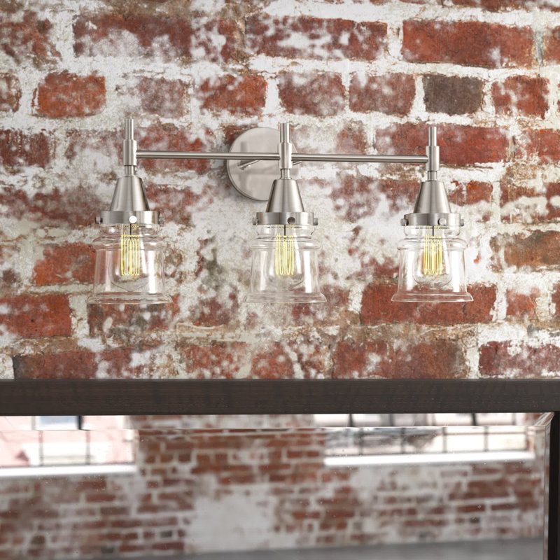 Gayle 3 - Light Dimmable Vanity Light, Satin Nickel, Clear/Large Cone, 60 Watt Vintage Incandescent Bulb