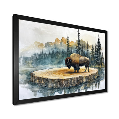 American Bison Into A Summer Landscape I - Bison Wall Art Decor