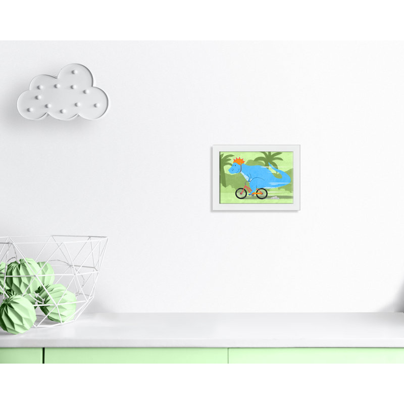 «Riding Dino 1», impression sur papier, H 24,5 po x l 34,5 po x P 0,6 po, Encadré plat blanc