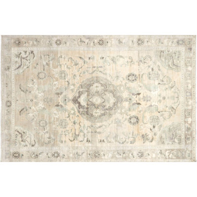 One-of-a-Kind Hand-Knotted 1960s 5'5" x 8'2" Wool Area Rug in Gray/Beige