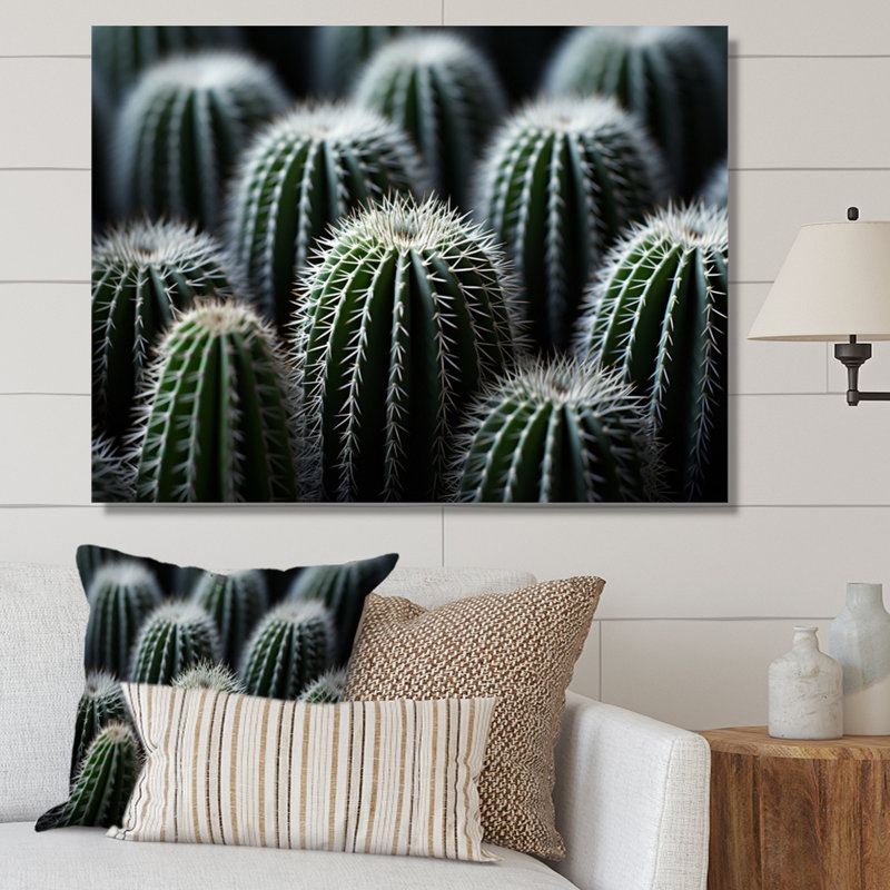 Vert, blanc, cactus, sublime minimalisme - impression, H 24 po x l 32 po x P 1 po, Toile tendue