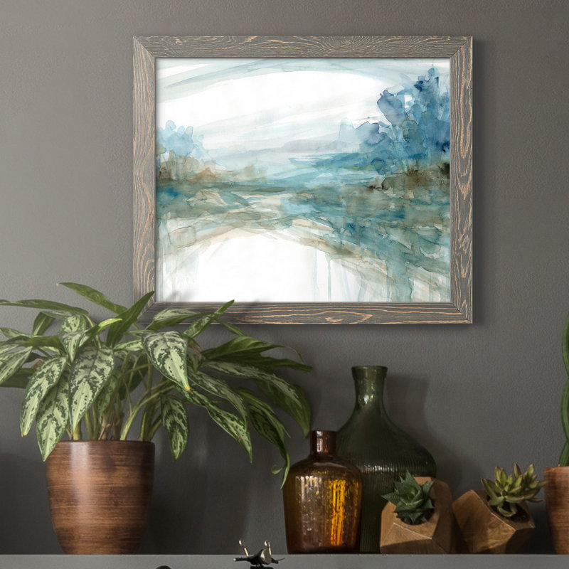 Watery Treeline - Reproduction d'art sur toile encadrée, H 17 po x l 20 po x P 1 po, gris
