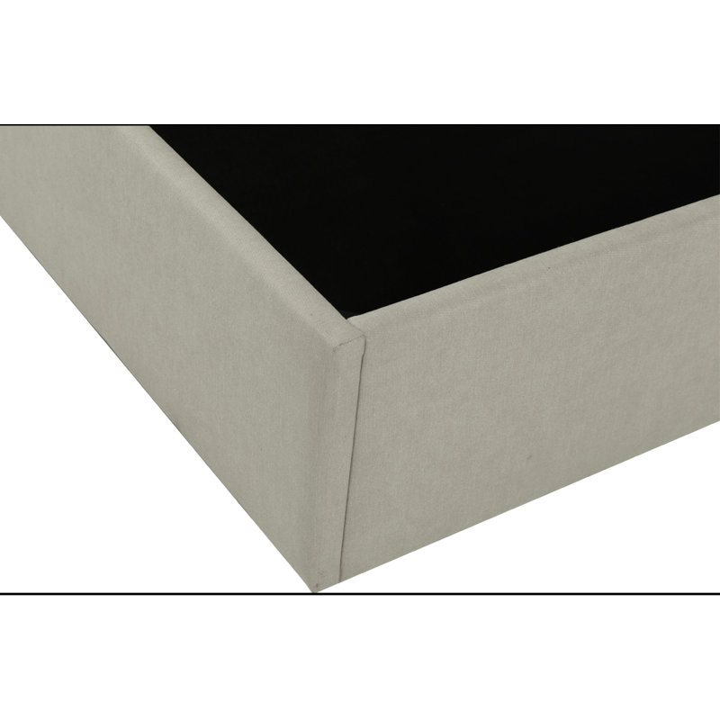 Denicolais Hydraulic Lift Up Upholstered Storage Bed with Wingback  Headboard, Queen, Beige