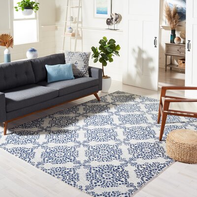 Benninger Geometric Handmade Tufted Wool Blue/White Area Rug -  Alcott HillÂ®, 48231CB6CD144380AD0F36588FF0F2D4