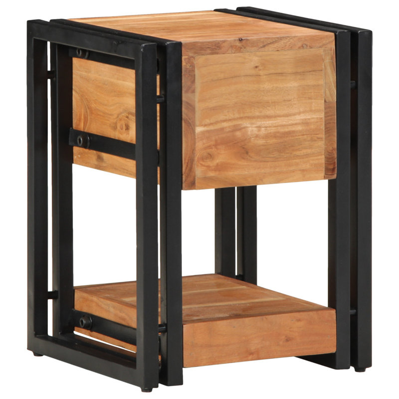  Bedside Cabinets Set Of 2 Brown Solid Acacia Wood, Set of 2