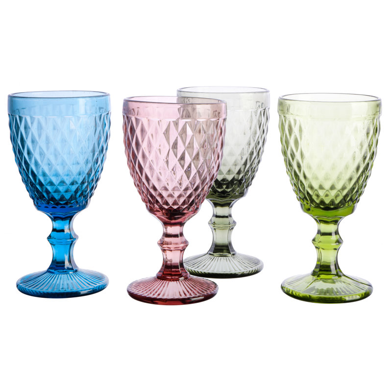 Ensemble de vaisselle 4 pièces Gibson Home Rockaway, teintes arc-en-ciel, verrerie