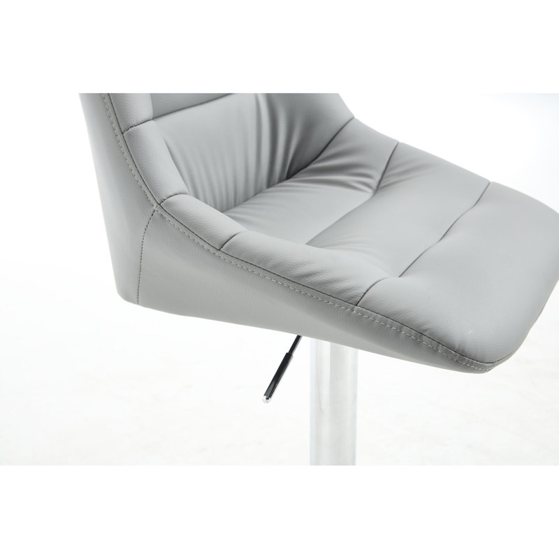 De 2 tabourets de bar, velours gris, repose-pieds, base et hauteur réglables, pivotant, facile à nettoyer, repose-pieds et base imperméables, mode réglable, gris, poli