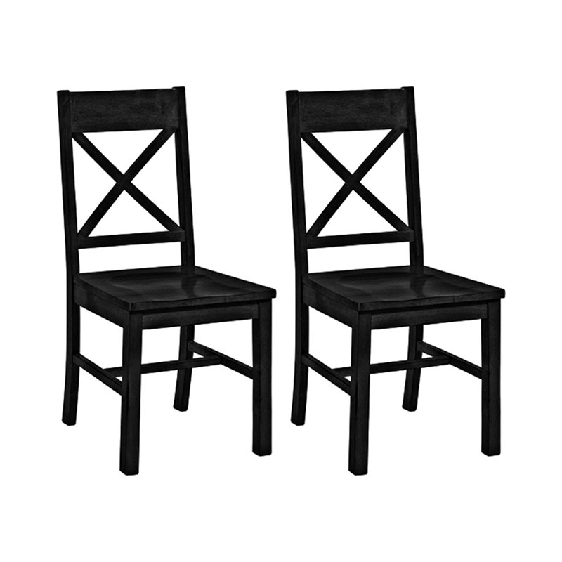 Alderwood Solid Wood Cross Back Side Chair, Black