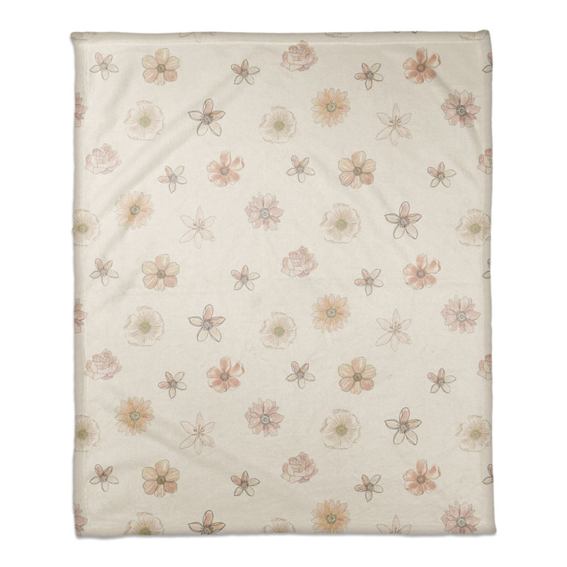 Jeté en molleton délicat, Blanc floral 2