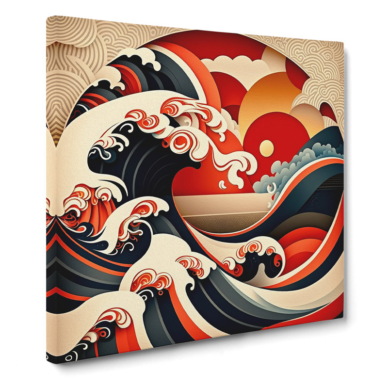 Japanese Wave Constructivism - Wrapped Canvas, 35cm H x 35cm W x 3cm D