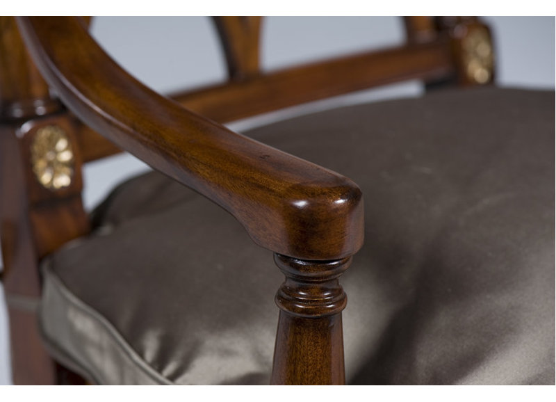 Sheraton's Solid Wood Arm Chair, Barley Houndstooth, Brown