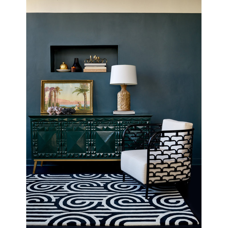 Wool Geometric Area Rug, Rectangle 3'11" x 5'11"