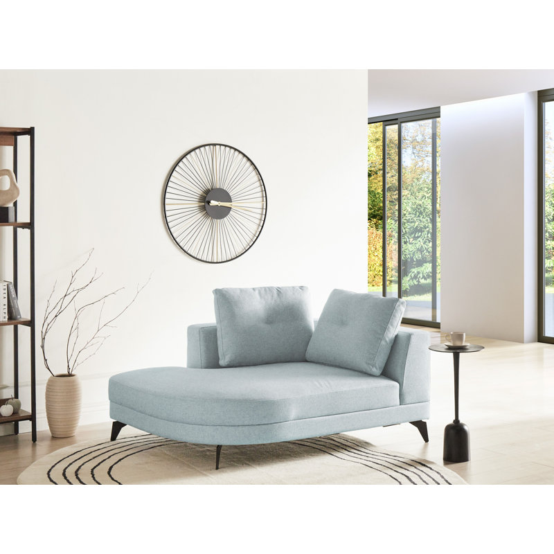 Upholstered Chaise Lounge, Blue, Right Hand Facing