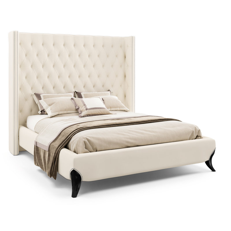 King Tufted Upholstered Low Profile Standard Bed