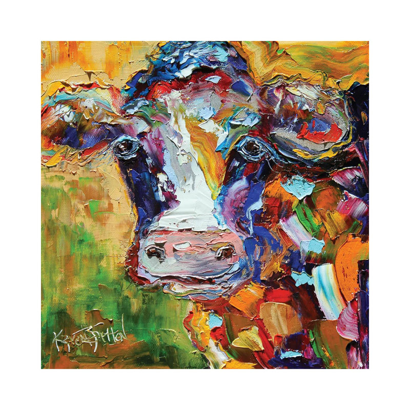 Colorful Cow I by Karen Tarlton - Wrapped Canvas Painting, 66.04 cm H x 66.04 cm W x 1.91 cm D