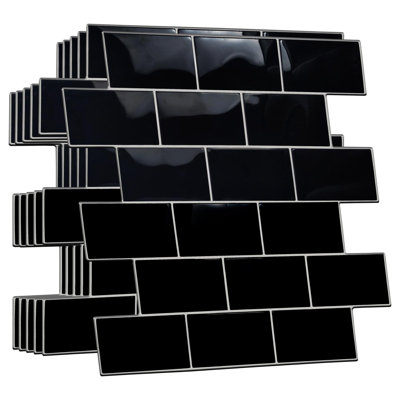 Narmeen Pure Glossy Subway Metro Classic Brick 3D Tile Sticker 30.5 x 15.4cm (12 x 6 in)