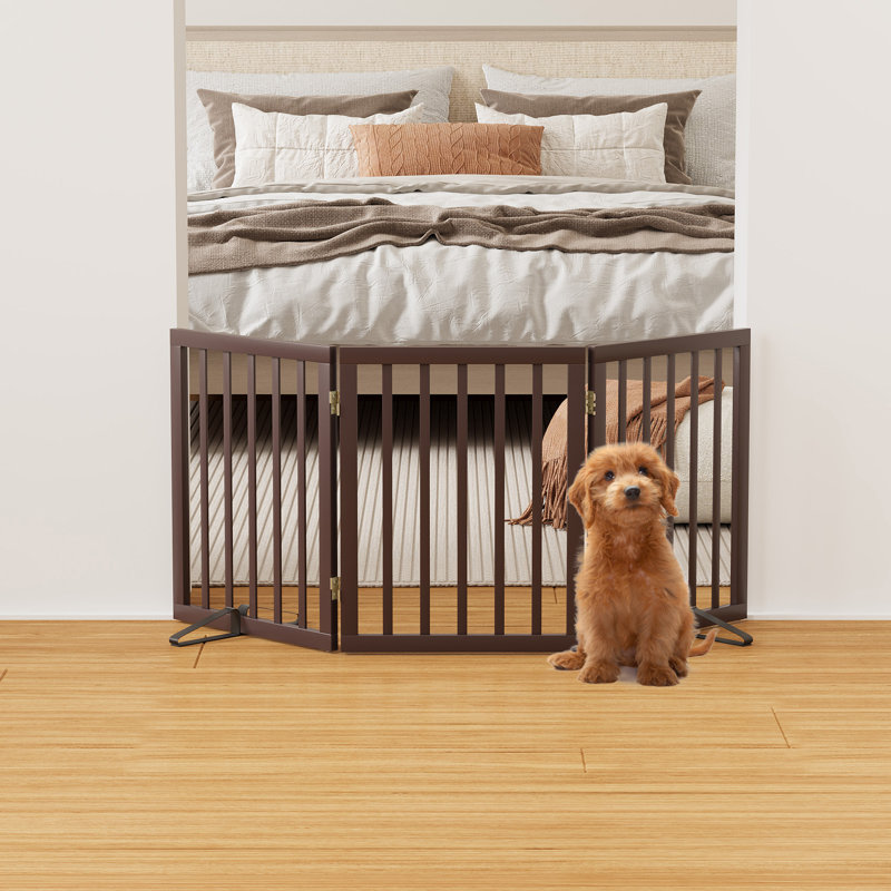 Bamboo Free Standing Pet Gate, Brown