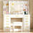 Adriel 43.3" Makeup Vanity With Mirror & Lights, Power Outlet, 13 Drawers & 7 Shelves, Glass Top and Cushioned Stool-1316315072