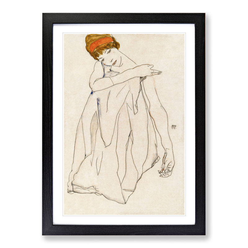 Dancer by Egon Schiele - Framed Print, 48cm H x 36cm W x 2cm D, Black Framed