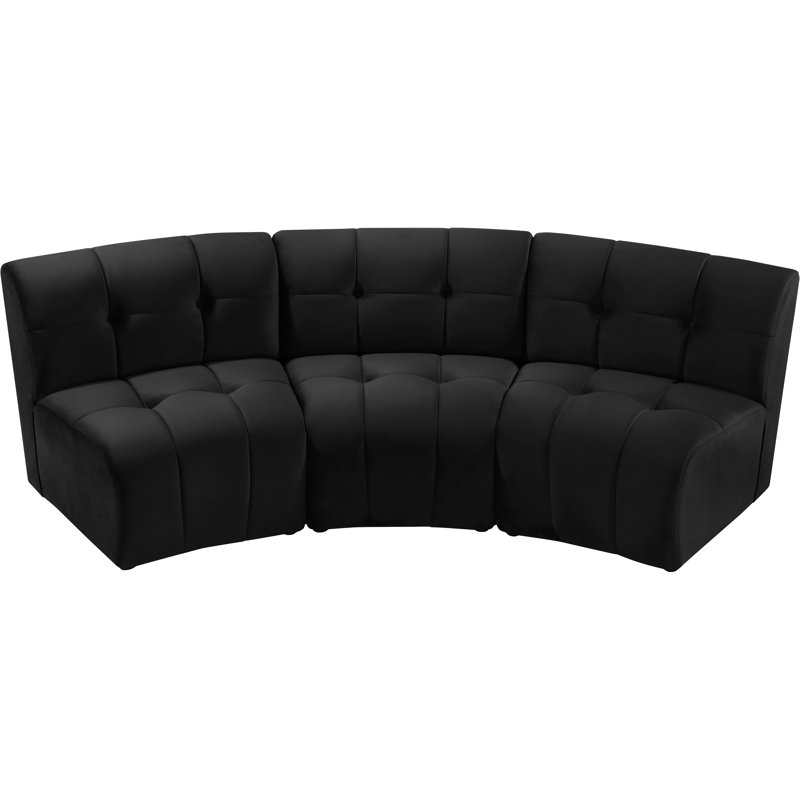 Canapé modulaire en velours de 96 po de largeur Jedson, Velours noir