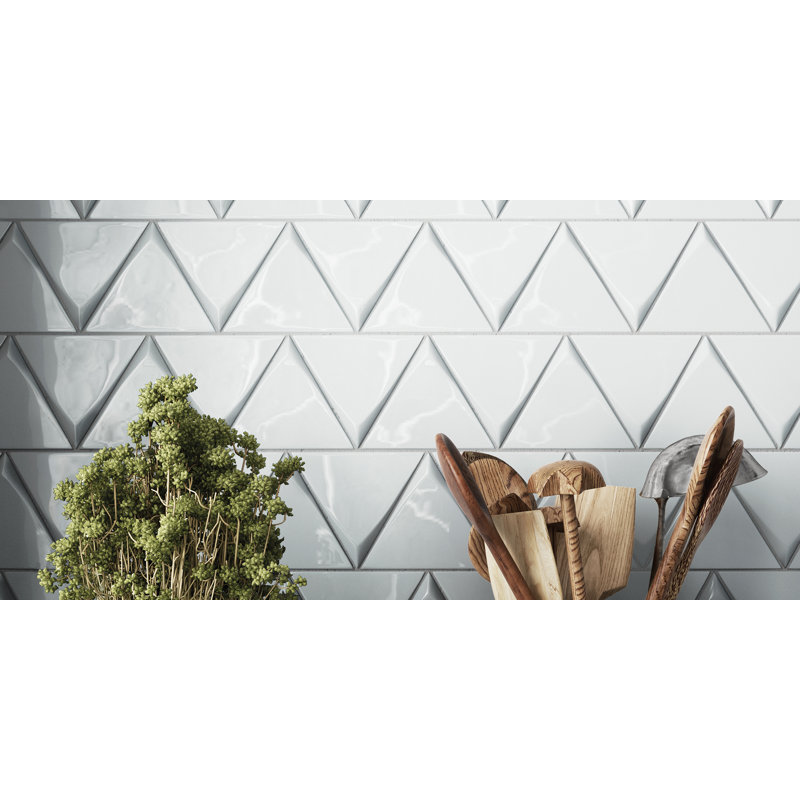 Triangolo 5" x 5" Ceramic Patterned Tile, Fog