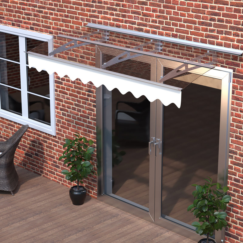 Auvent de porte et fenêtre de construction 79 po x 34 po - Pare-étincelles en aluminium de qualité en polycarbonate et construction carrée, Upf80 + pour l'espace extérieur