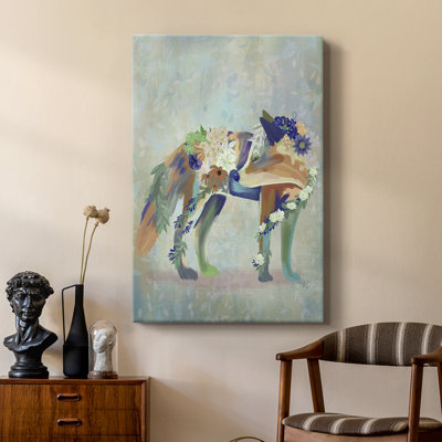 Fantastic Florals Fox, Standing -Custom Wrapped Gallery Cavas