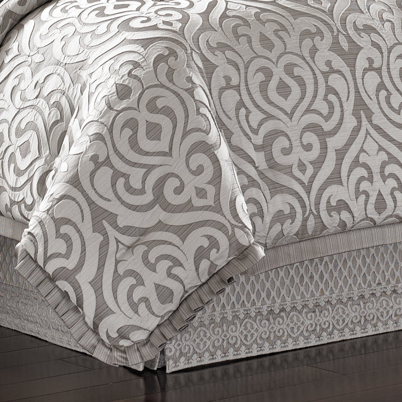 Queen Gray Reversible Gathered Embellishment Bedding Set
