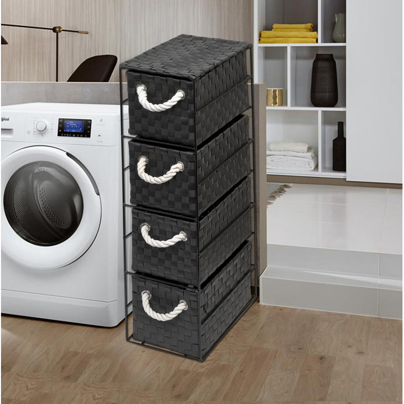Singleton Solid Wood 18cm W 4 - Drawer Chest of Drawers, Black/Black
