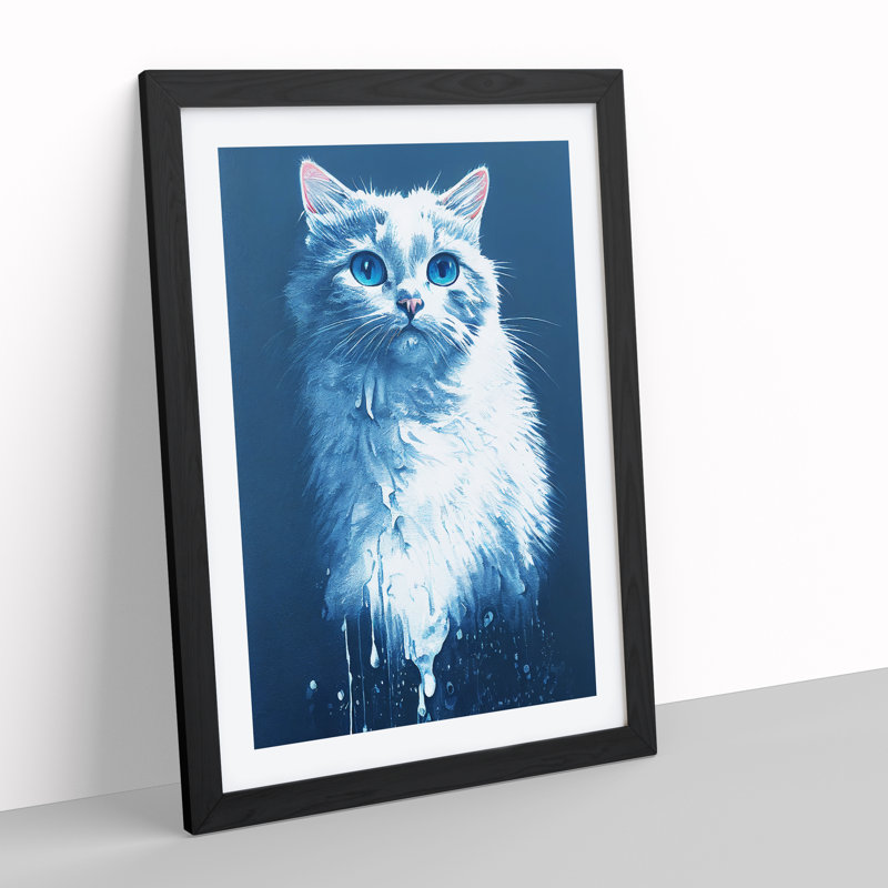 Painted Cat No.6 - Framed Print, Black Framed, 34cm H x 25cm W x 2cm D
