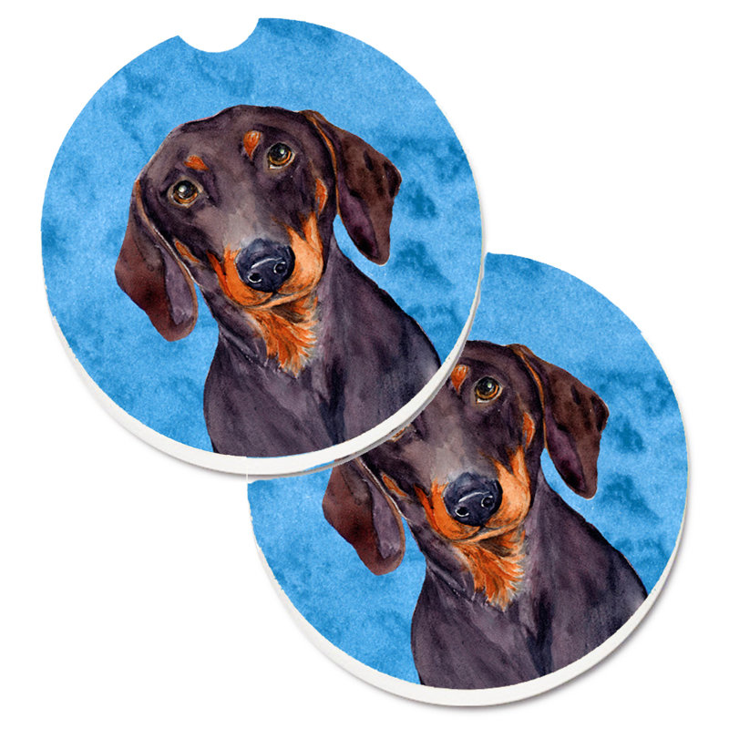 Sous-verre barbu collie voiture, Teckel noir