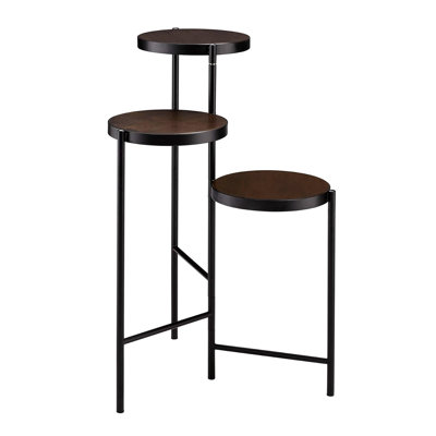 Three - Tier Foldable Metal Plant Stand In Black With And Open Back, Great For Indoor Decor, 18 Wide, 19 Deep, 30 Tall, 9 Lb Weight Multi Tiered Frame