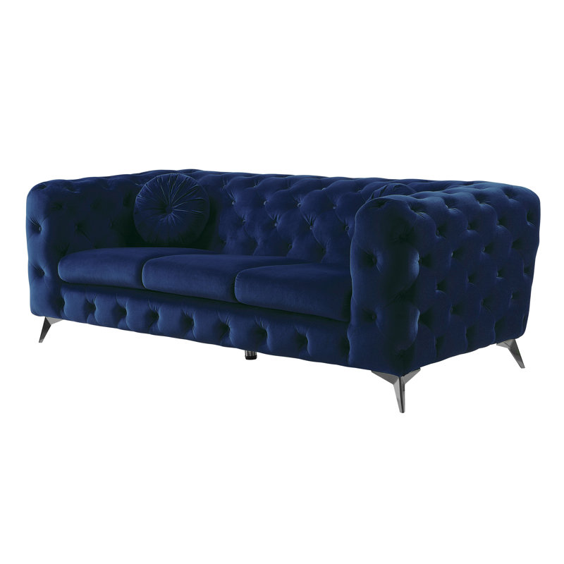 Canapé Godsey, Polyester bleu, H 27 po x l 76 po x P 30 po