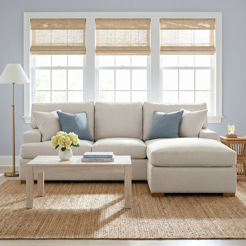 Cambria Upholstered Sectional Reversible, Havana Finish, Lapis Plaid; 0126-63