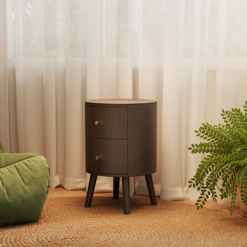 Table de chevet 2 tiroirs Mid-Century, Gray